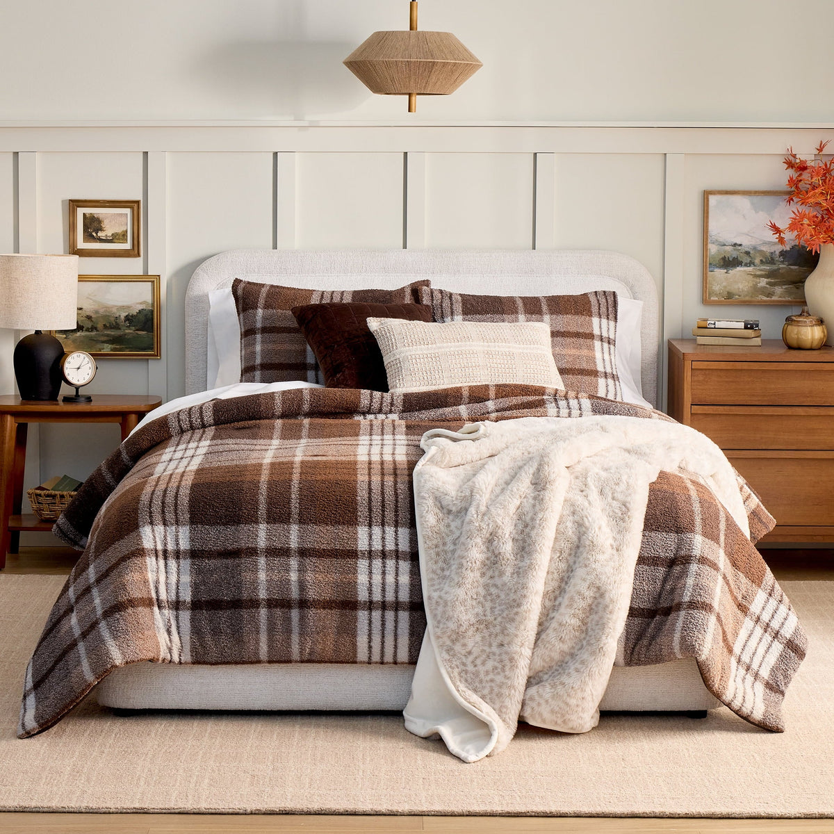 AVERO™ 3-Piece Brown Plaid Cozy Knit Comforter Set, King - AVERO™