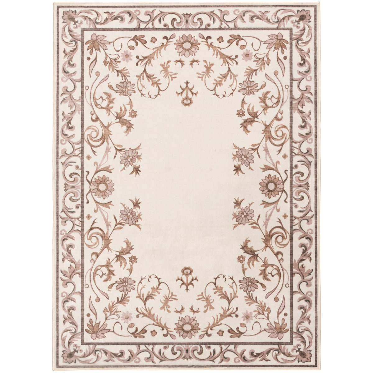 AVERO™ Tan Floral Faux Fur Indoor Area Rug, 4 ft x 5 ft 6 in - AVERO™