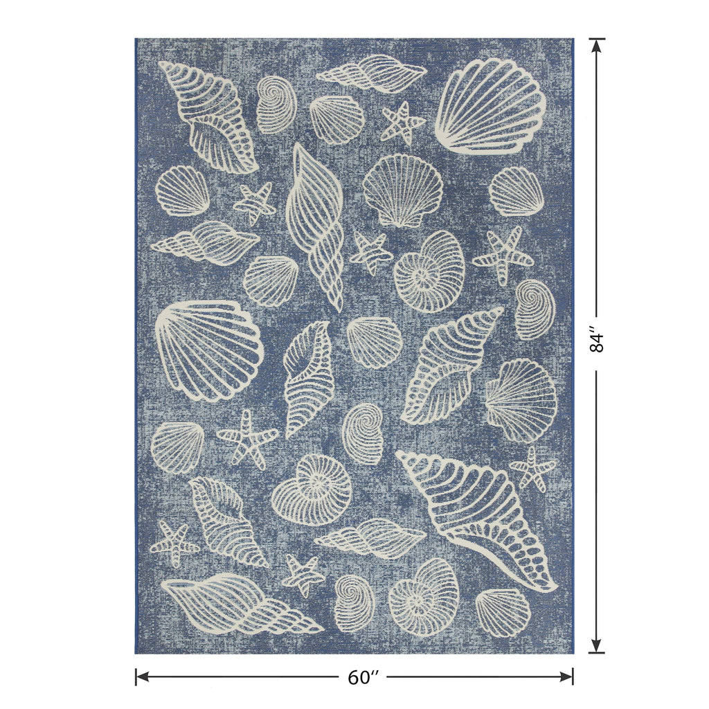 AVERO™ 5' x 7' Blue Seashell Outdoor Rug - AVERO™