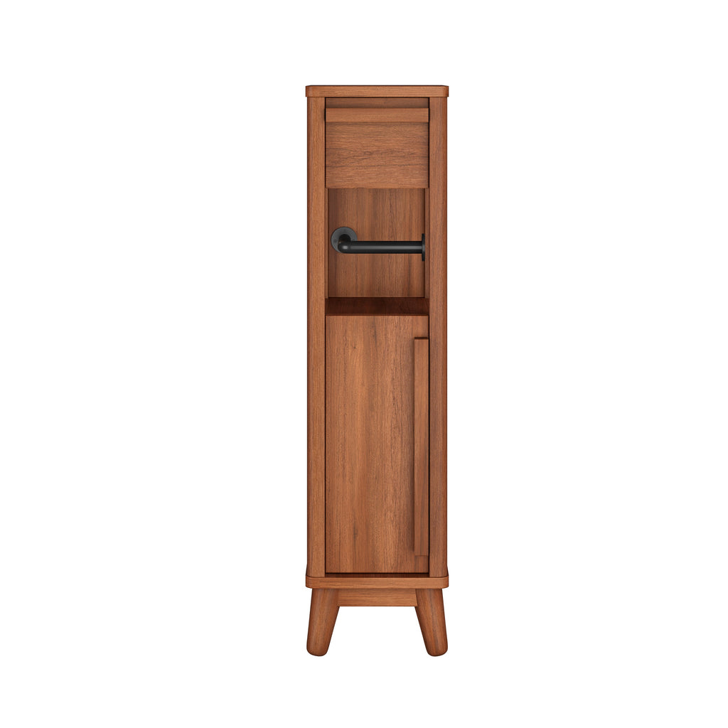 AVERO™ Greyson Slim Bathroom Storage Cabinet with Toilet Paper Holder, Walnut Finish - AVERO™