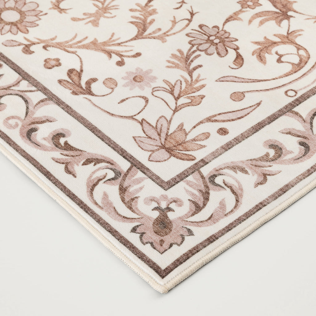 AVERO™ Tan Floral Faux Fur Indoor Area Rug, 4 ft x 5 ft 6 in - AVERO™
