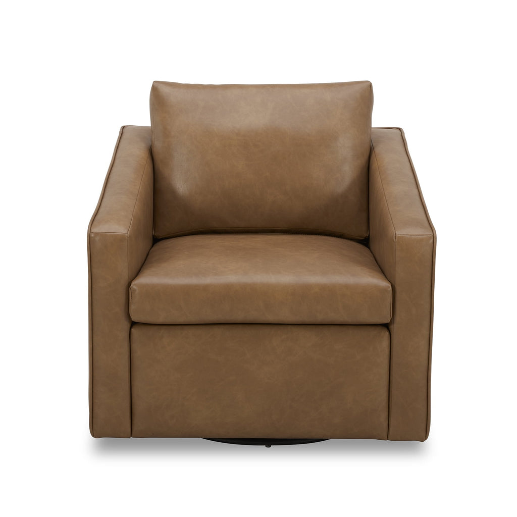 AVERO™ Steele Swivel Accent Chair, Camel Faux Leather - AVERO™