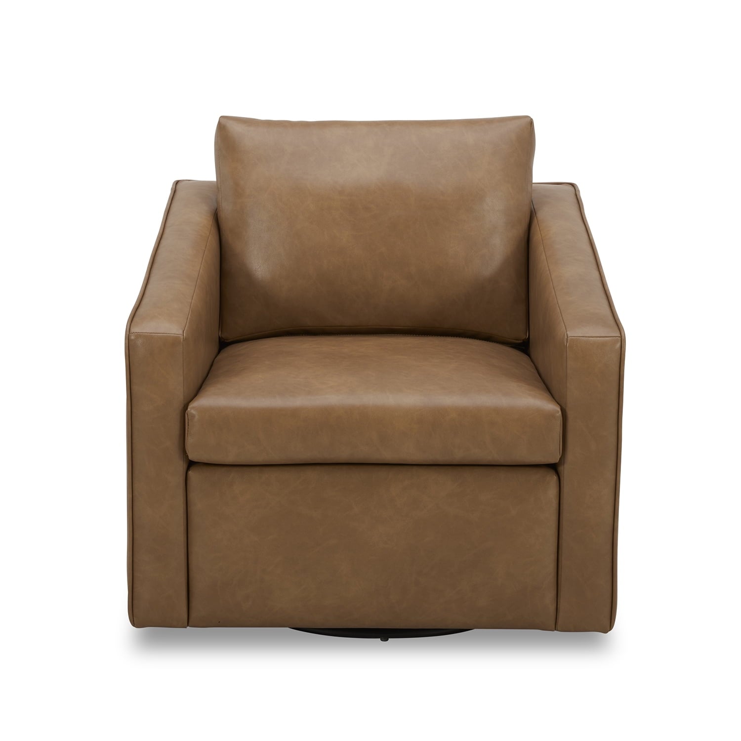 AVERO™ Steele Swivel Accent Chair, Camel Faux Leather - AVERO™
