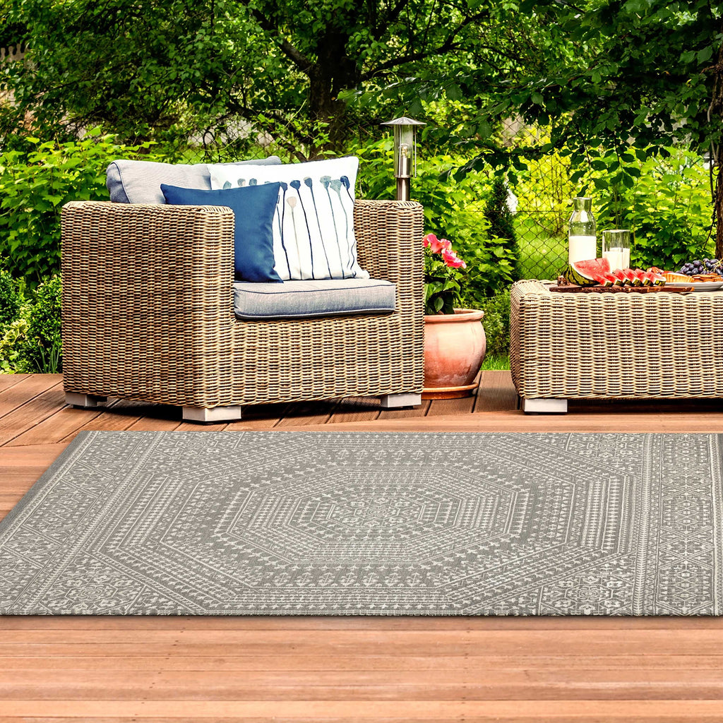 AVERO™ (2 pack) 7 x 10 Gray Medallion Outdoor Rug - AVERO™