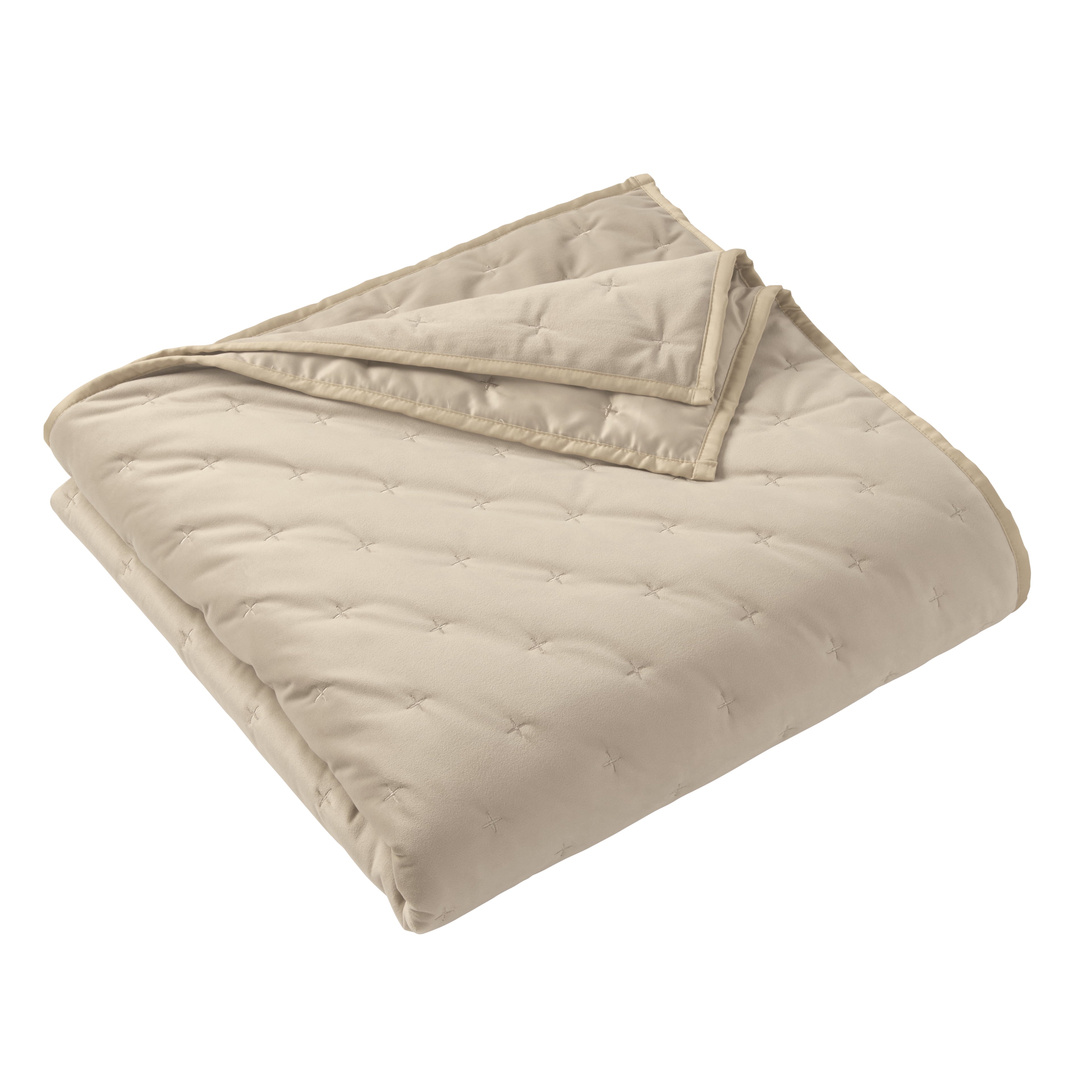AVERO™ Tan Soft Velvet Embroidered Quilt, Full/Queen - AVERO™