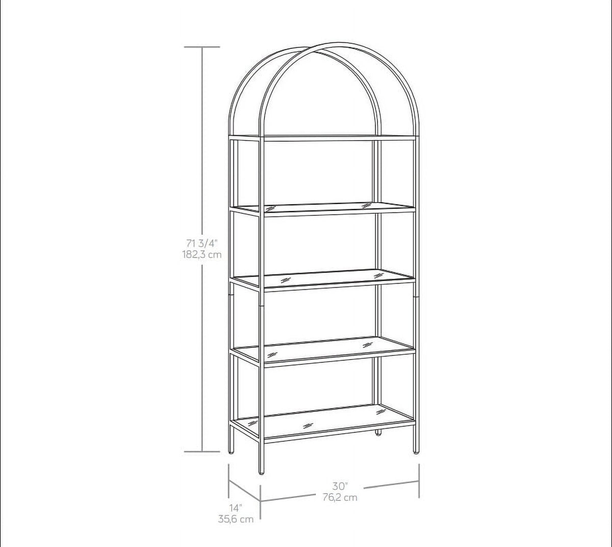 AVERO™ Nola Arch Bookshelf, Black Finish - AVERO™