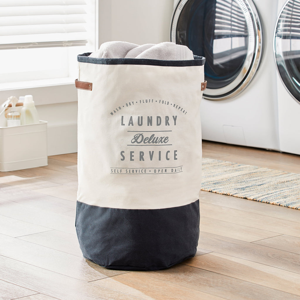 AVERO™ (2 pack) Ivory/Grey Canvas Laundry Hamper, 16 in x 25 in - AVERO™