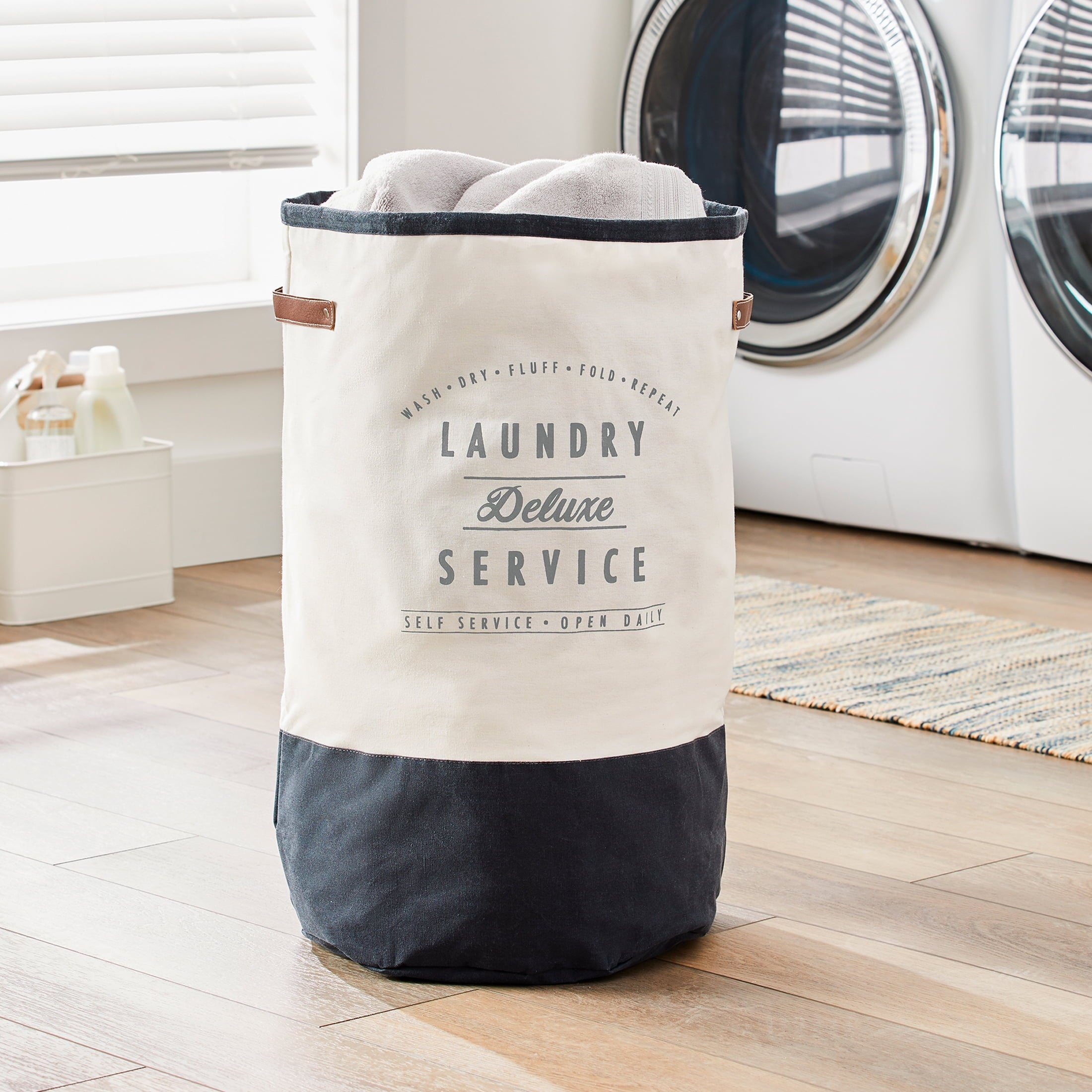 AVERO™ (2 pack) Ivory/Grey Canvas Laundry Hamper, 16 in x 25 in - AVERO™