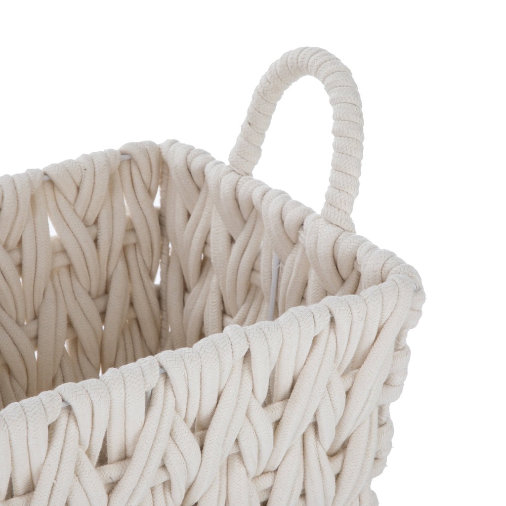 AVERO™ (2 pack) Medium White Woven Rope Decorative Storage Basket with Handles, 14.3 in x 11 in x 9 in - AVERO™