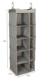 AVERO™ (2 pack) 5-Tier Hanging Closet Storage Organizer Dividers for Shoes and Clothes, 10-Compartments, Polyester & Cotton - AVERO™