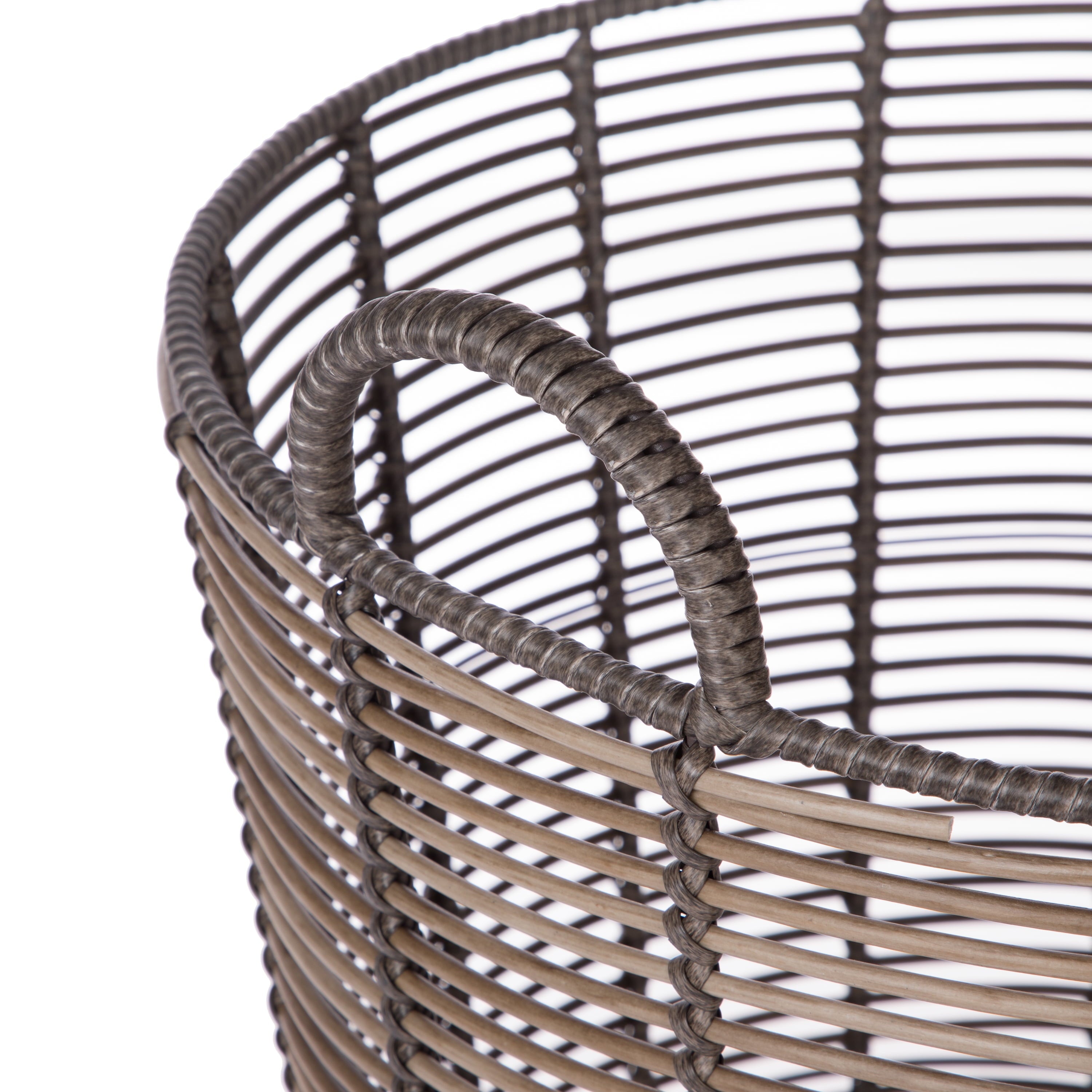 AVERO™ Round Poly Rattan Decorative Storage Basket with Handles, 18.7 in x 16.14 in - AVERO™