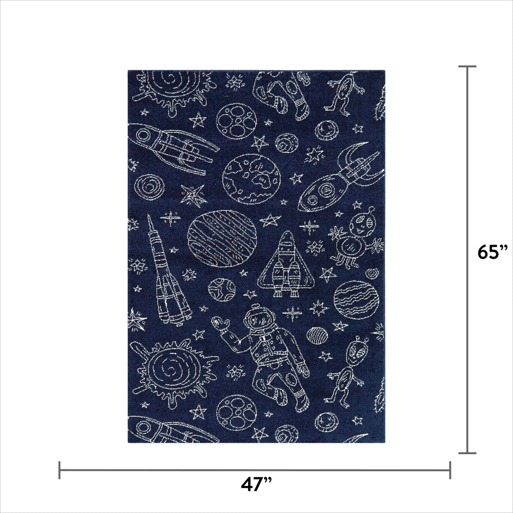 AVERO™ Navy Space Indoor Kids Rug, 4' x 5'5" - AVERO™