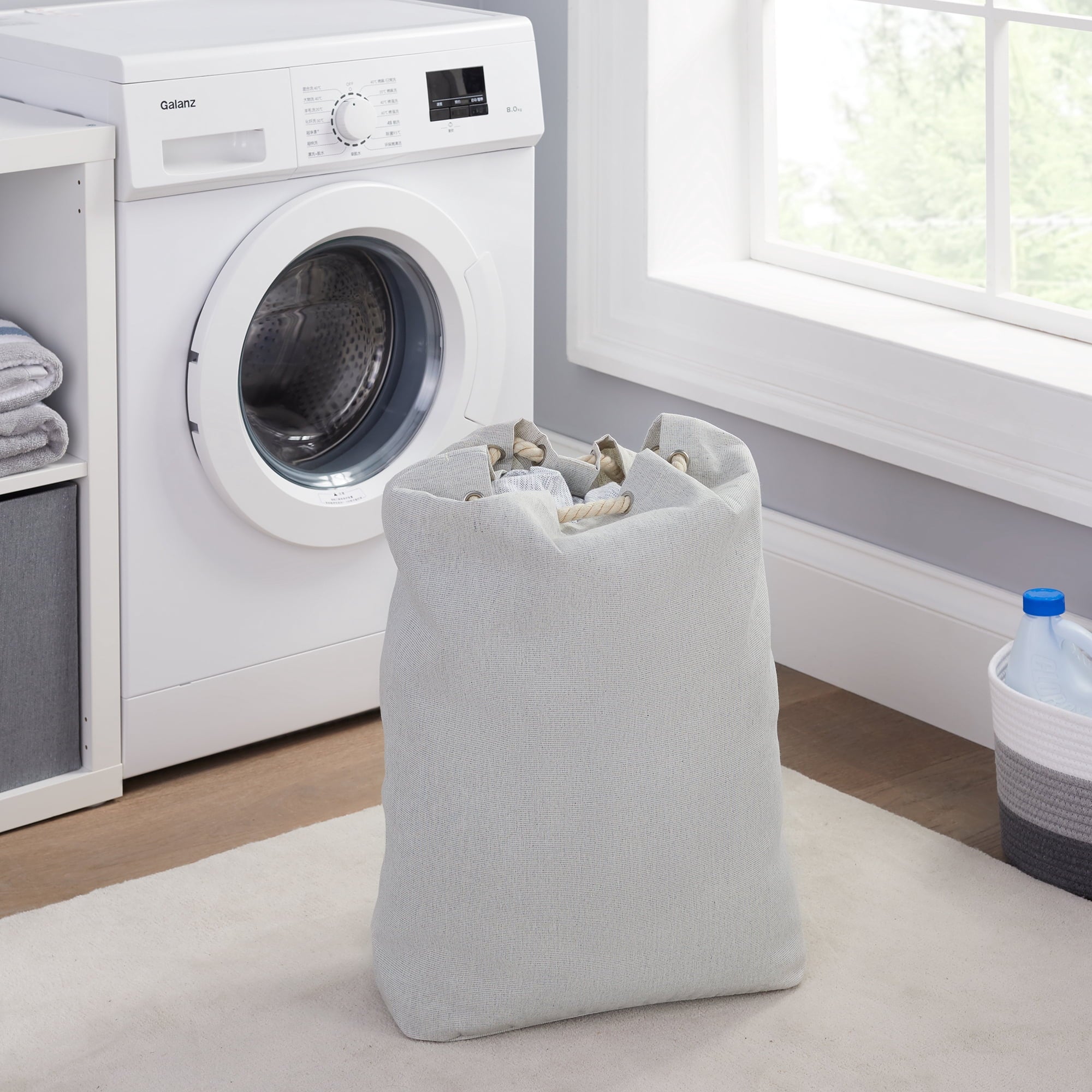 AVERO™ (2 Pack) Better Homes Gardens Polyester and Cotton Canvas Laundry Bag Gray 15 in W x 7 in D x 24.5 in H - AVERO™