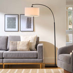 AVERO™ Michelle 71-Inch Metal Arc Floor Lamp with White Fabric Shade and 3-Way Switch - AVERO™