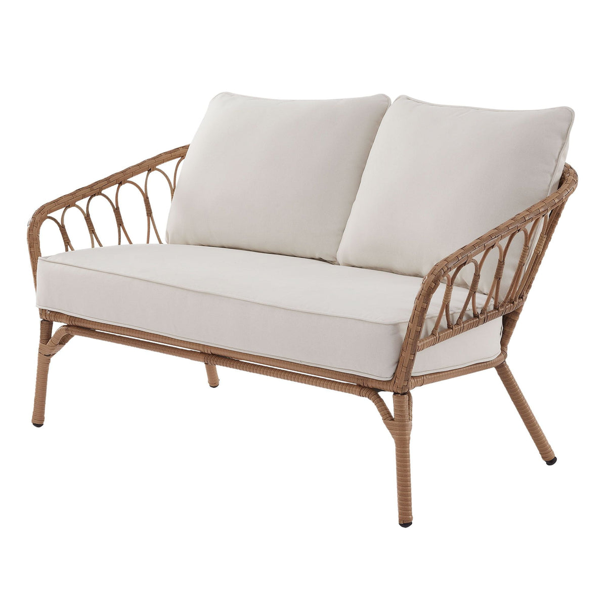 AVERO™ Willow Sage All-Weather Wicker Outdoor Loveseat and Ottoman Set, Beige - AVERO™