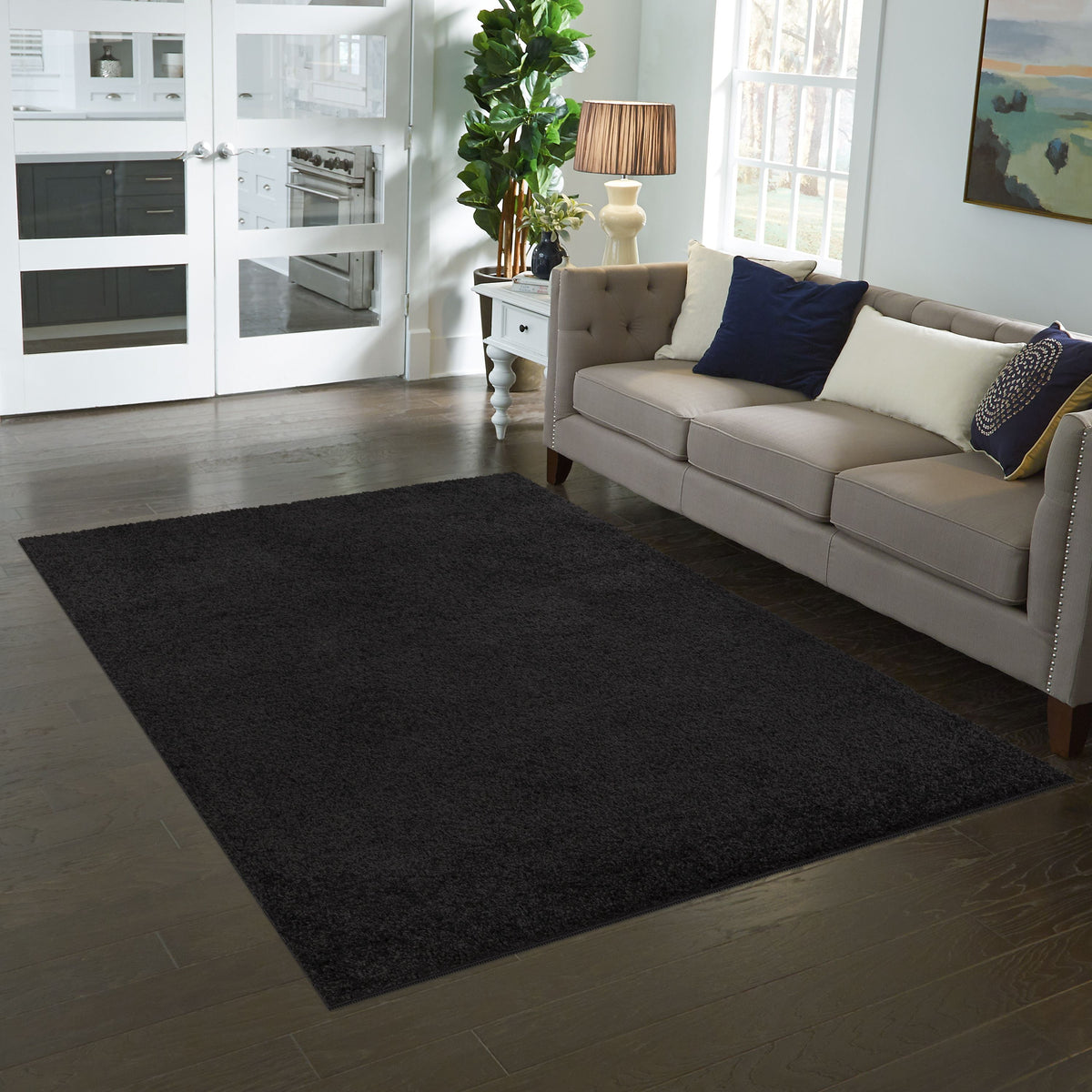AVERO™ (2 pack) Traditional Solid Black Shag Indoor Area Rug, 3' x 4'8" - AVERO™