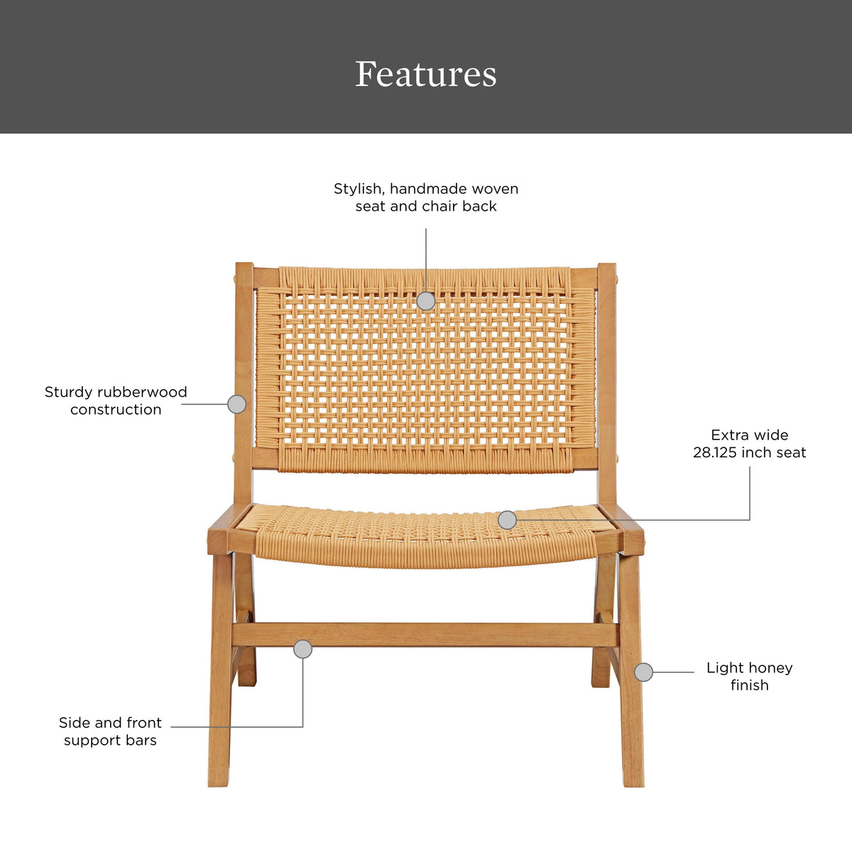AVERO™ Vista Woven Accent Chair, Light Honey - AVERO™