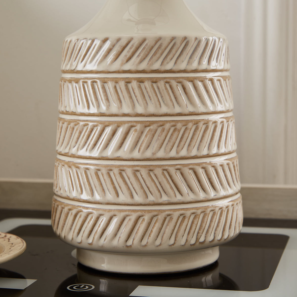 AVERO™ 17 in Reactive Glaze Ceramic Table Lamp with White Fabric Shade - AVERO™