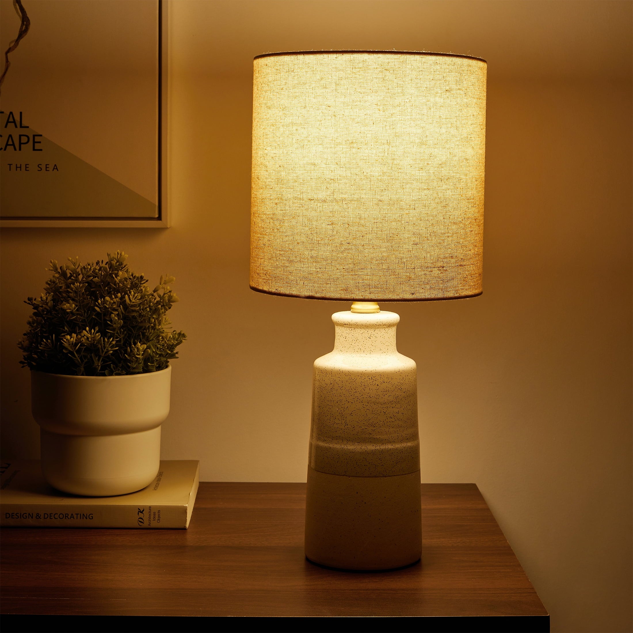 AVERO™ 17 in Reactive Glaze Ceramic Table Lamp with Off-White Shade - AVERO™