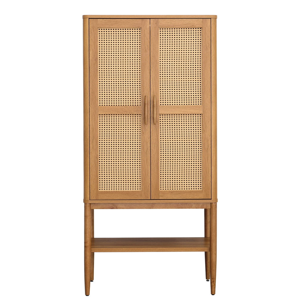 AVERO™ Springwood Caning Storage Accent Cabinet, Light Honey Finish - AVERO™