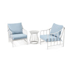 AVERO™ Aubrey 3-Piece Metal Outdoor Chat Set, White & Blue - AVERO™