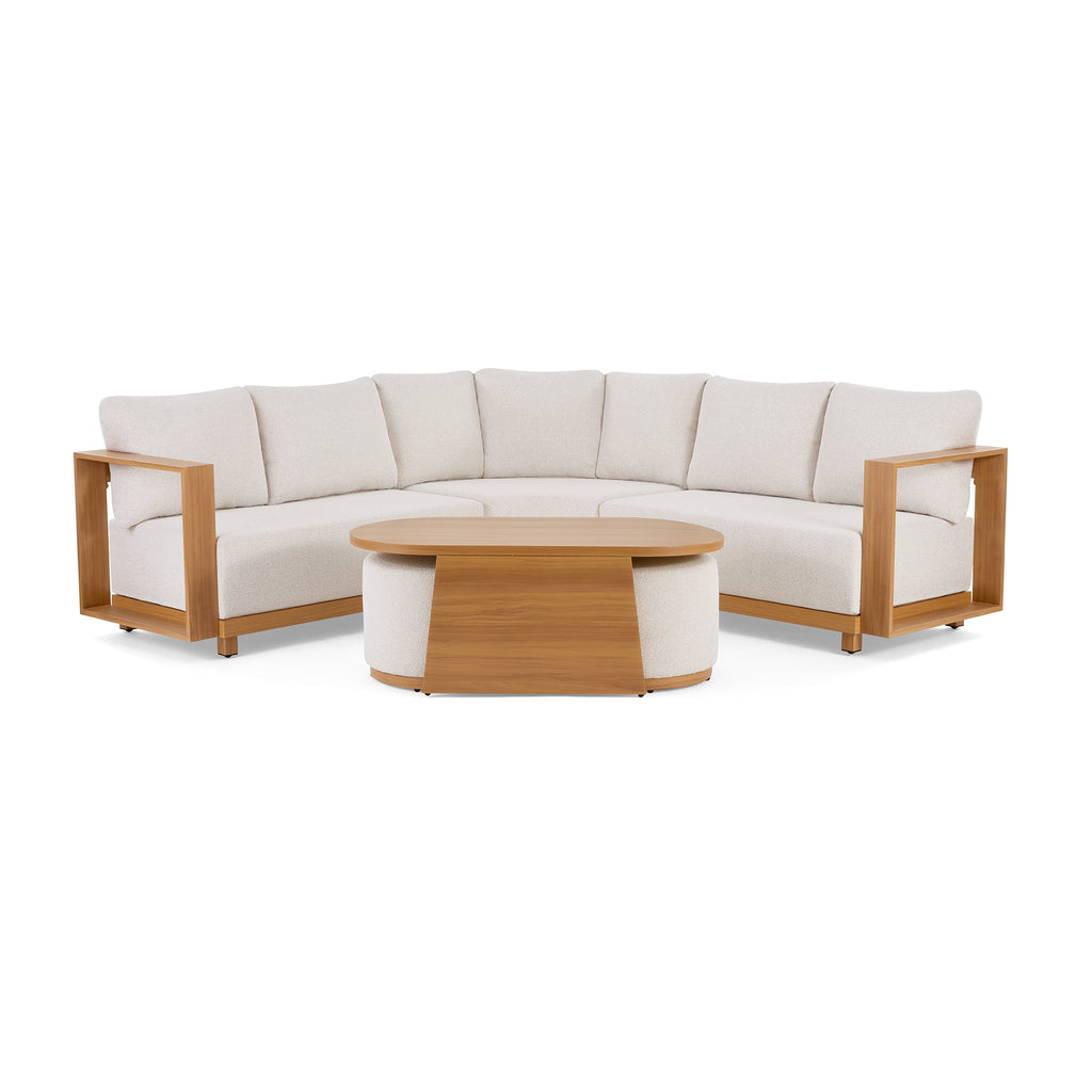 AVERO™ Juliet Outdoor Coffee Table with 2 Ottomans and Patio Cover, Beige - AVERO™