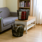 AVERO™ Large Black Poly Rattan Storage Baskets with Handles, Set of 2 - AVERO™