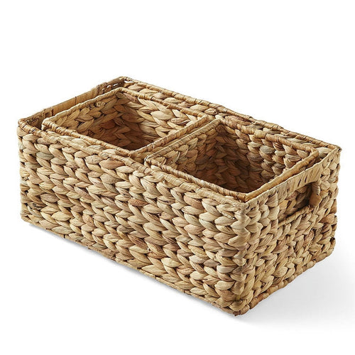 AVERO™ (2 pack) 3-Piece Natural Woven Water Hyacinth Decorative Storage Basket Set, Large Basket 16.14 in x 6.69 in x 5.9 in - AVERO™