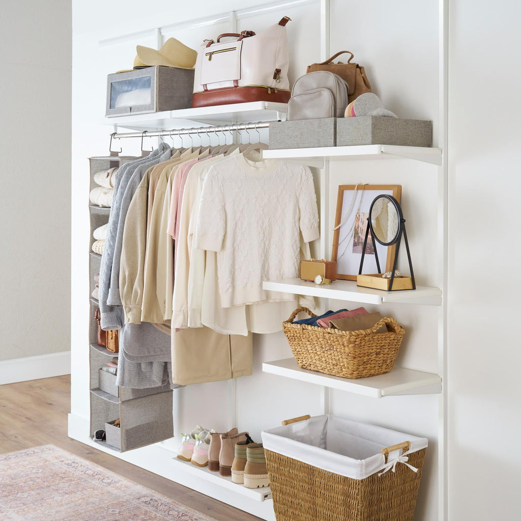 AVERO™ (4 pack) Gray Hanging Closet Organizer With 6 Shelves & Side Pockets - AVERO™