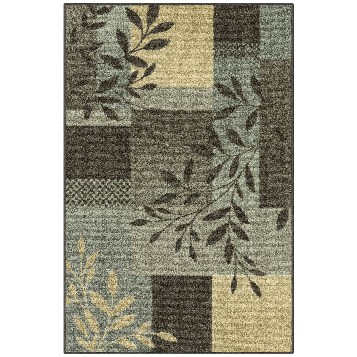 AVERO™ (2 pack) Gray Leaf Block Print Indoor Accent Rug, 2'6" x 3'10", For Home Decor - AVERO™