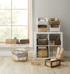 AVERO™ 2-Piece Set Natural Wood Stacking Open Front Decorative Storage Bins, 11 in x 16.5 in x 10 in - AVERO™