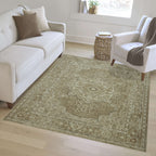 AVERO™ Traditional Plush Beige Medallion Indoor Area Rug, 7' 9" x 10' - AVERO™
