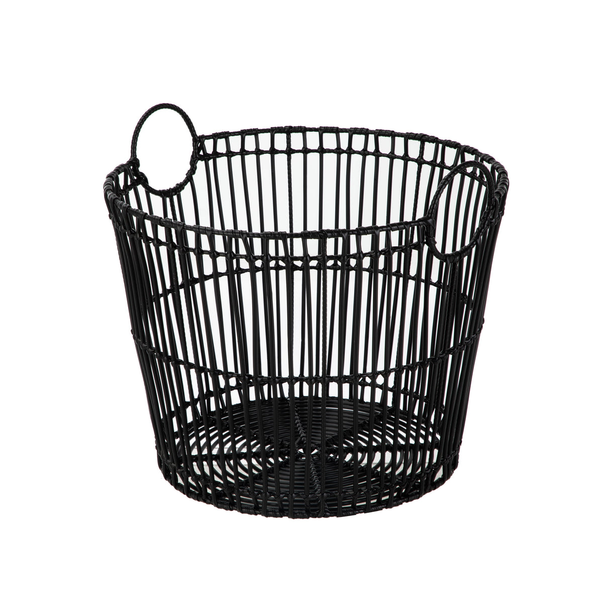 AVERO™ Large Black Poly Rattan Storage Baskets with Handles, Set of 2 - AVERO™