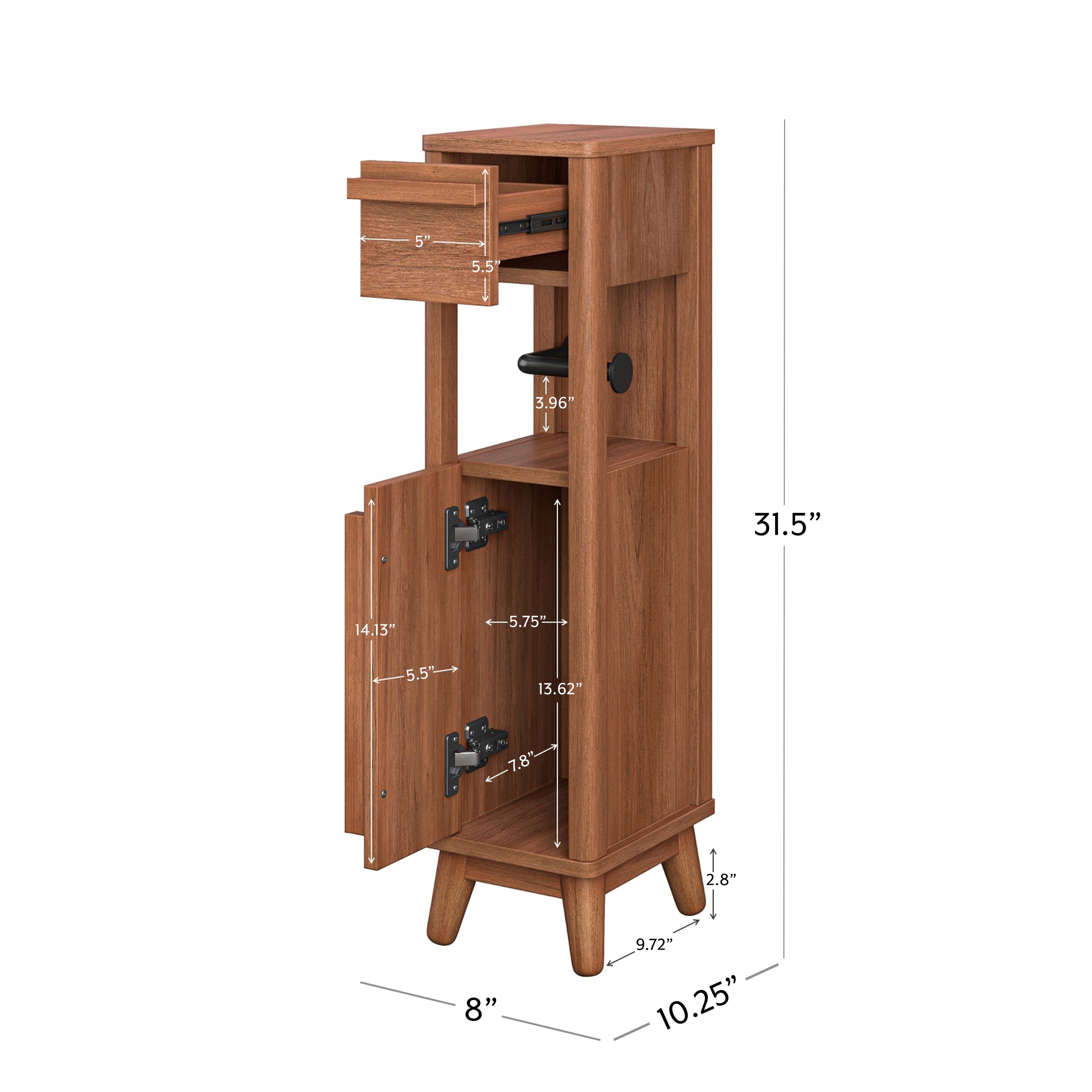 AVERO™ Greyson Slim Bathroom Storage Cabinet with Toilet Paper Holder, Walnut Finish - AVERO™