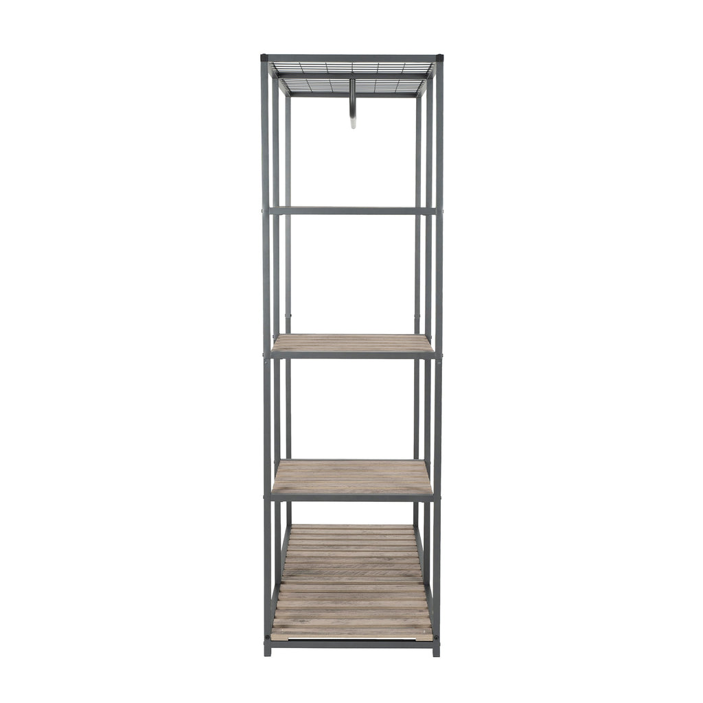 AVERO™ Farmhouse Style Gray Wood and Metal Clothes Rack with Garment Rod - AVERO™