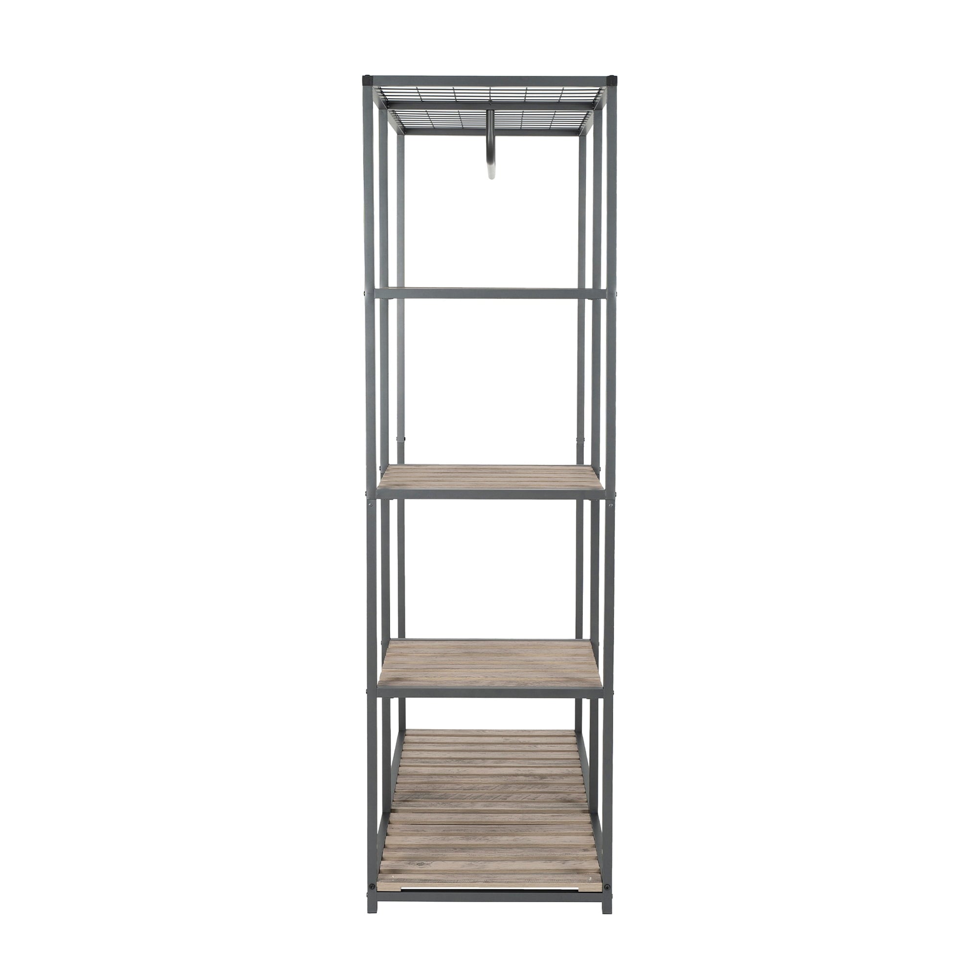 AVERO™ Farmhouse Style Gray Wood and Metal Clothes Rack with Garment Rod - AVERO™