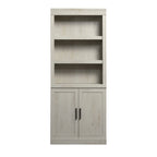 AVERO™ Glendale Bookcase With Doors, Rustic White Finish - AVERO™