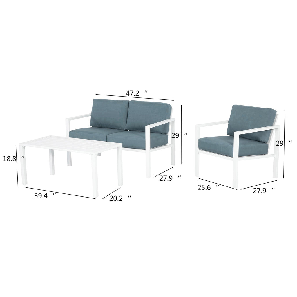 AVERO™ Dashwood 4pc Conversation Set, White with Blue - AVERO™