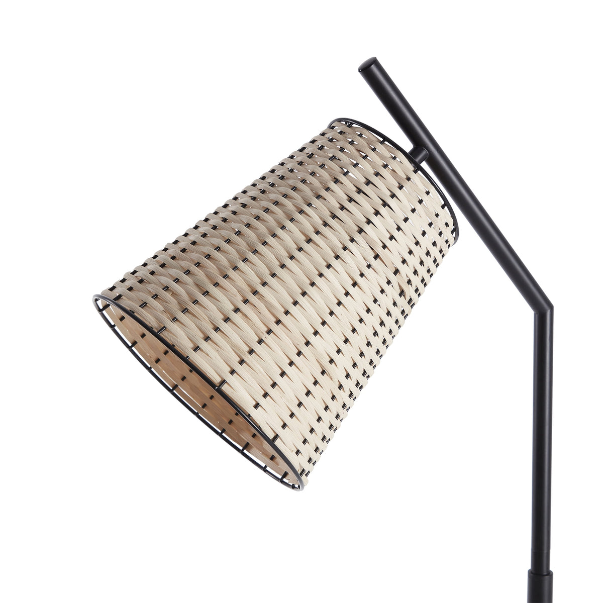 AVERO™ 60 in Boho Black Angled Floor Lamp with Rattan Shade - AVERO™