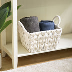 AVERO™ (2 pack) Medium White Woven Rope Decorative Storage Basket with Handles, 14.3 in x 11 in x 9 in - AVERO™