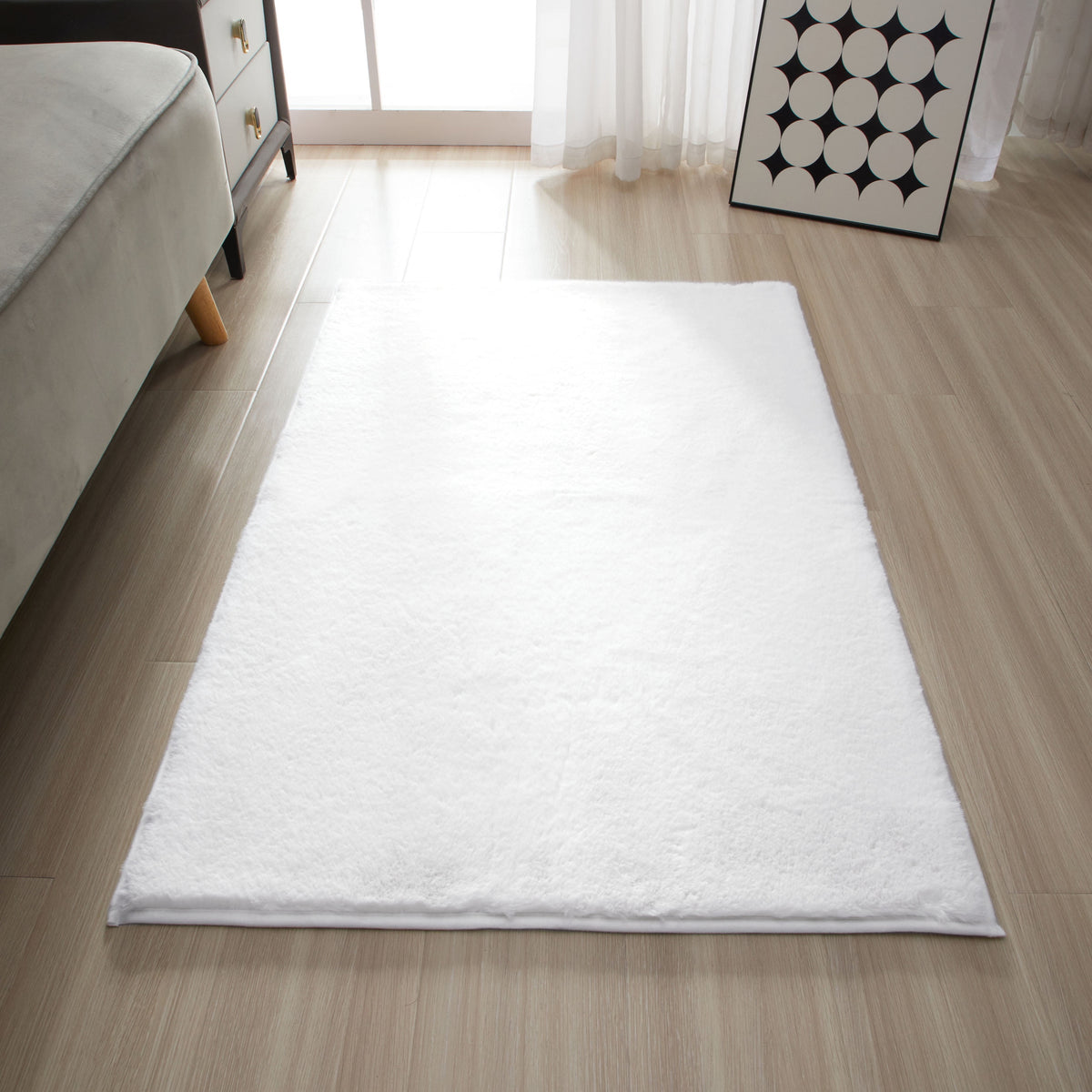 AVERO™ Solid Soft Rabbit Faux Fur Area Rug Black,30x46" - AVERO™