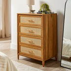 AVERO™ Springwood 4-Drawer Dresser with Caning Look, Light Honey - AVERO™