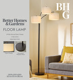 AVERO™ 82 in Matte Black 3-Light Arc Floor Lamp with Adjustable Shades - AVERO™