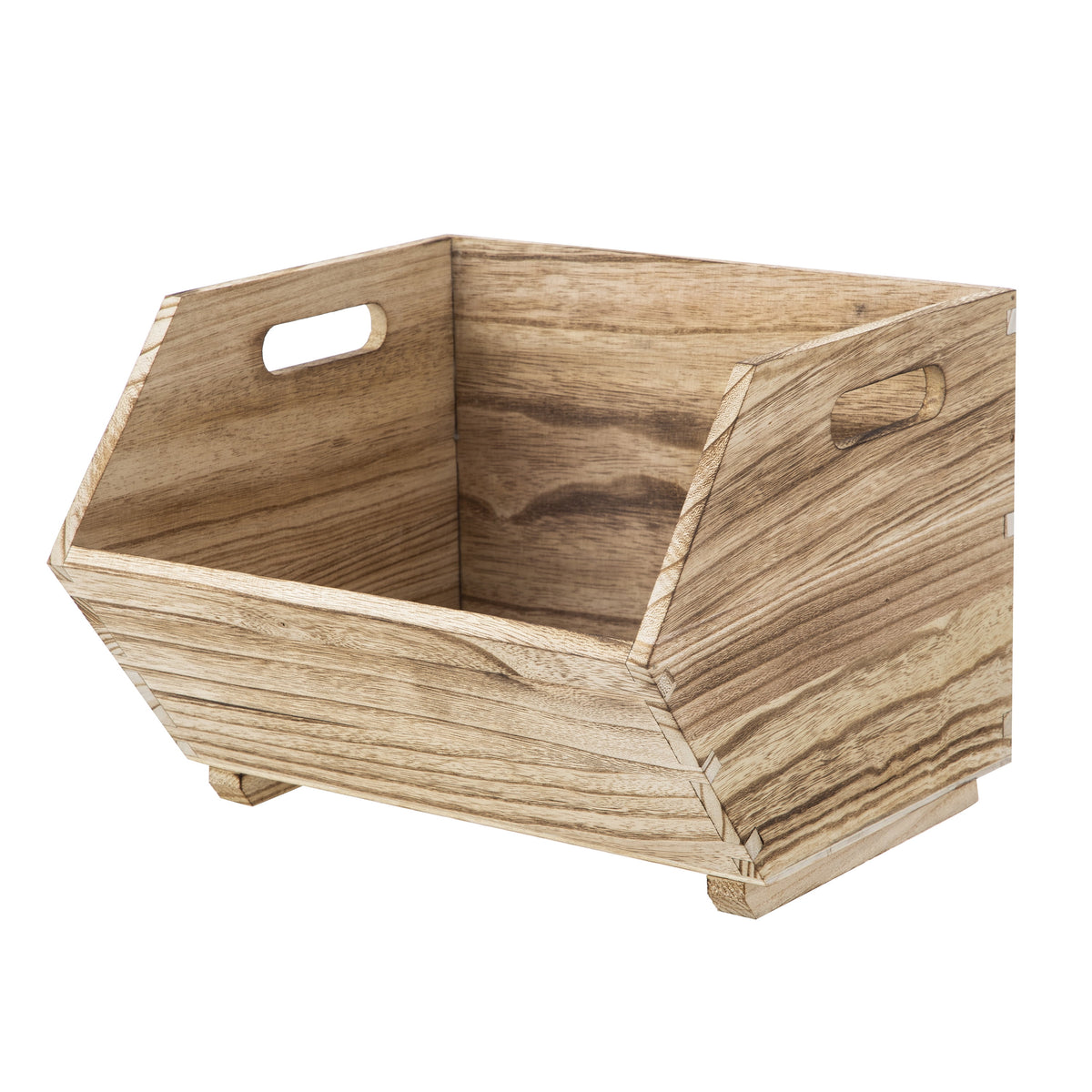 AVERO™ 2-Piece Set Natural Wood Stacking Open Front Decorative Storage Bins, 11 in x 16.5 in x 10 in - AVERO™