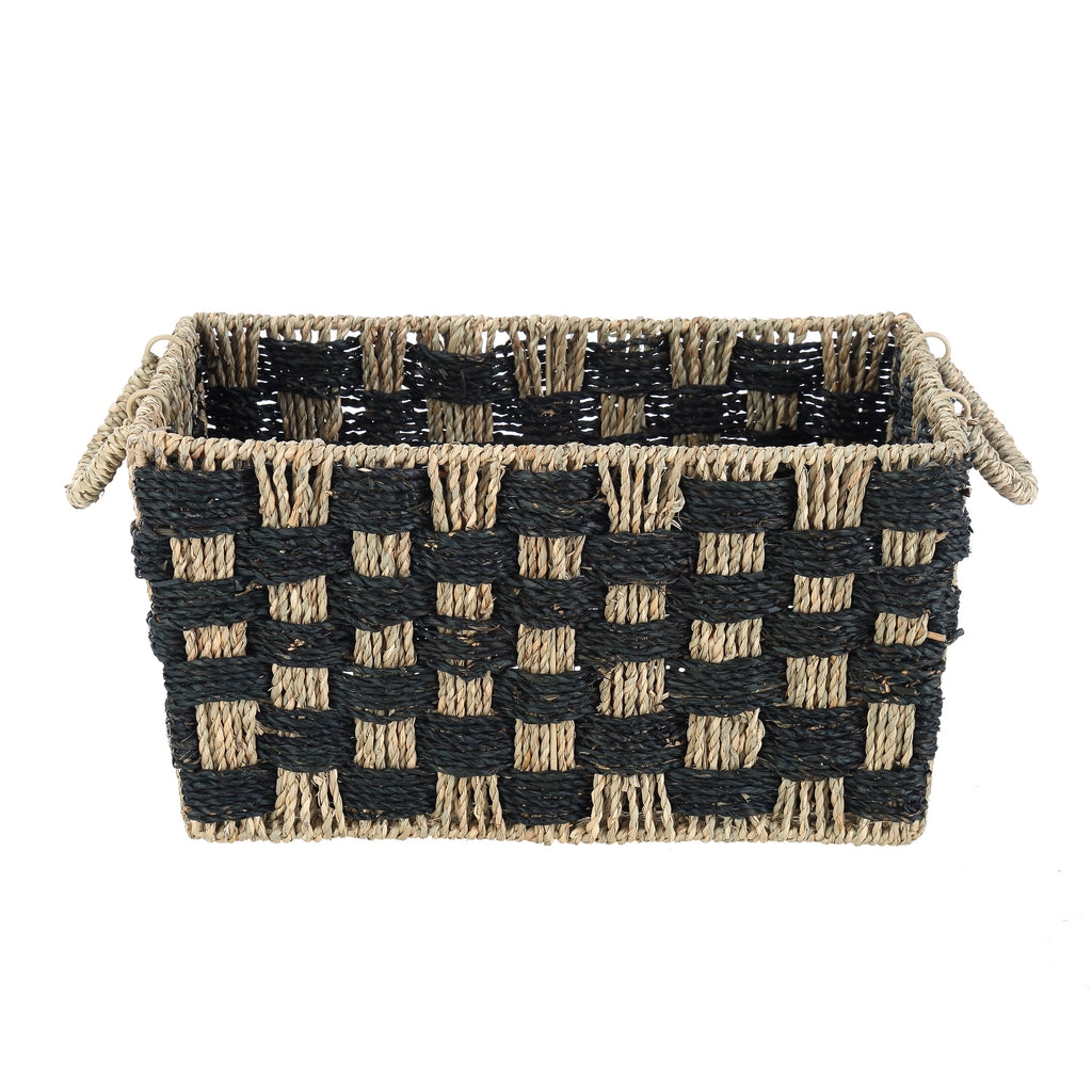 AVERO™ Large Rectangle Checkered Seagrass Storage Basket with Handles, 2 Pack - AVERO™