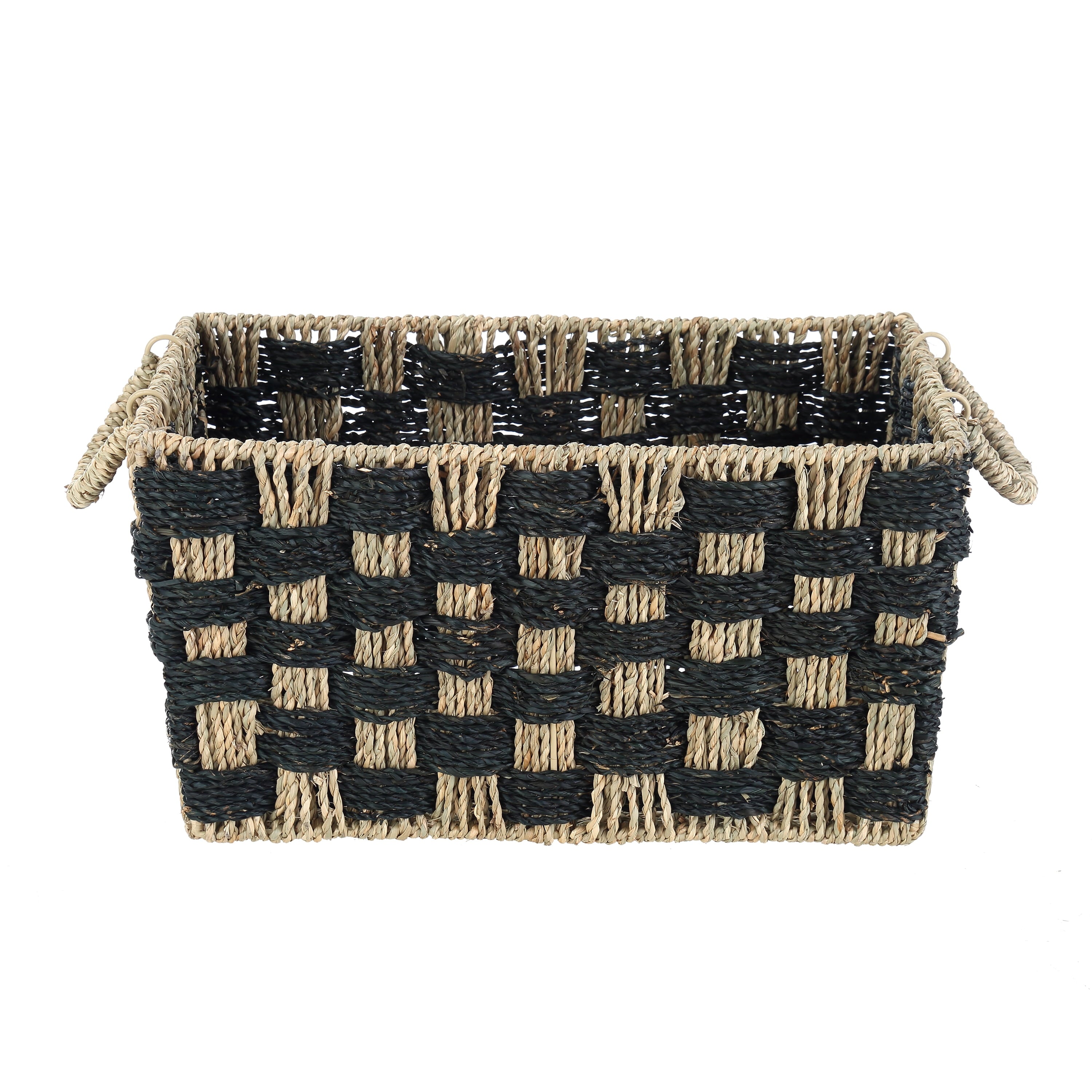 AVERO™ Large Rectangle Checkered Seagrass Storage Basket with Handles, 2 Pack - AVERO™
