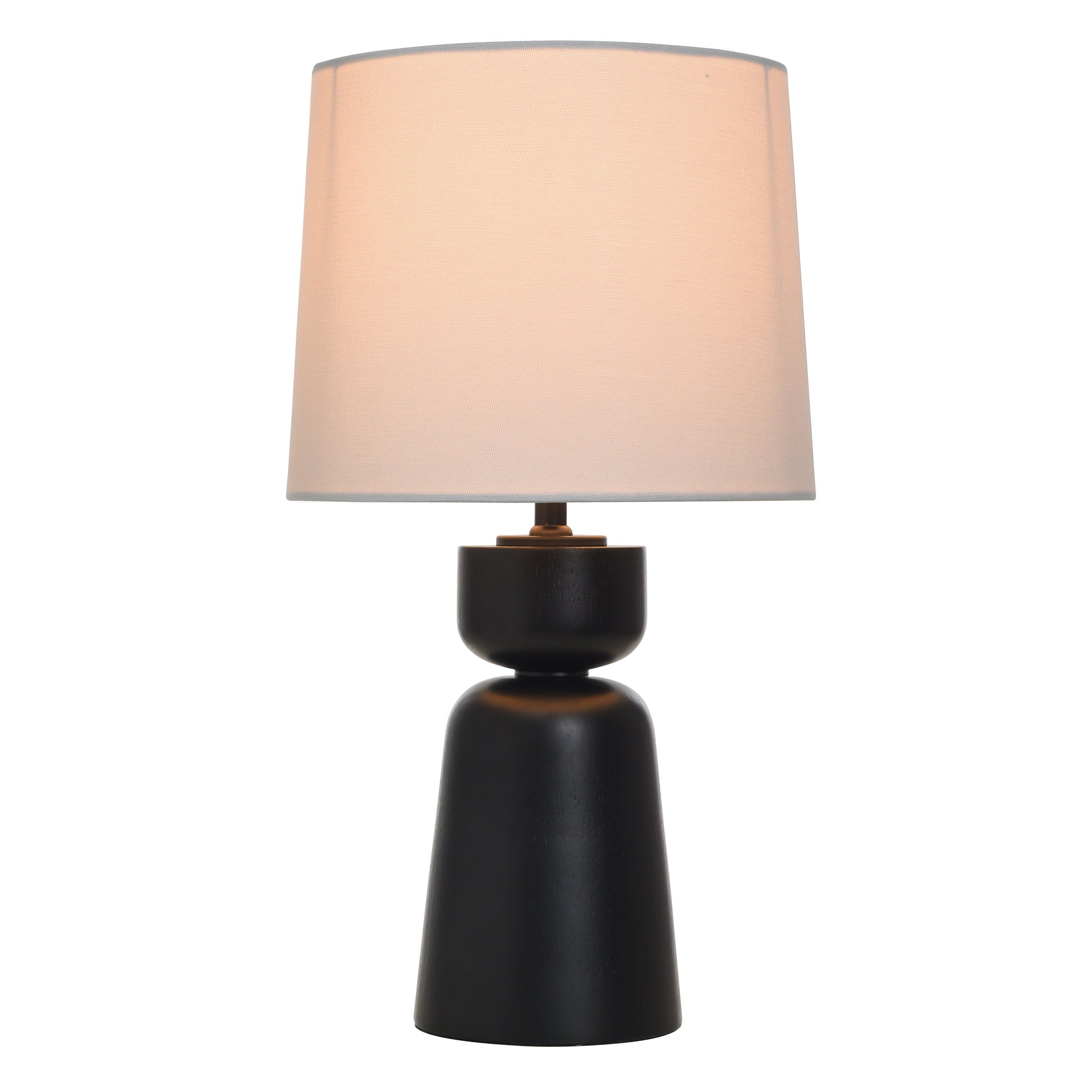 AVERO™ Wood Totem Table Lamp with White Linen Shade, 10"L x 10"W x 18"H - AVERO™