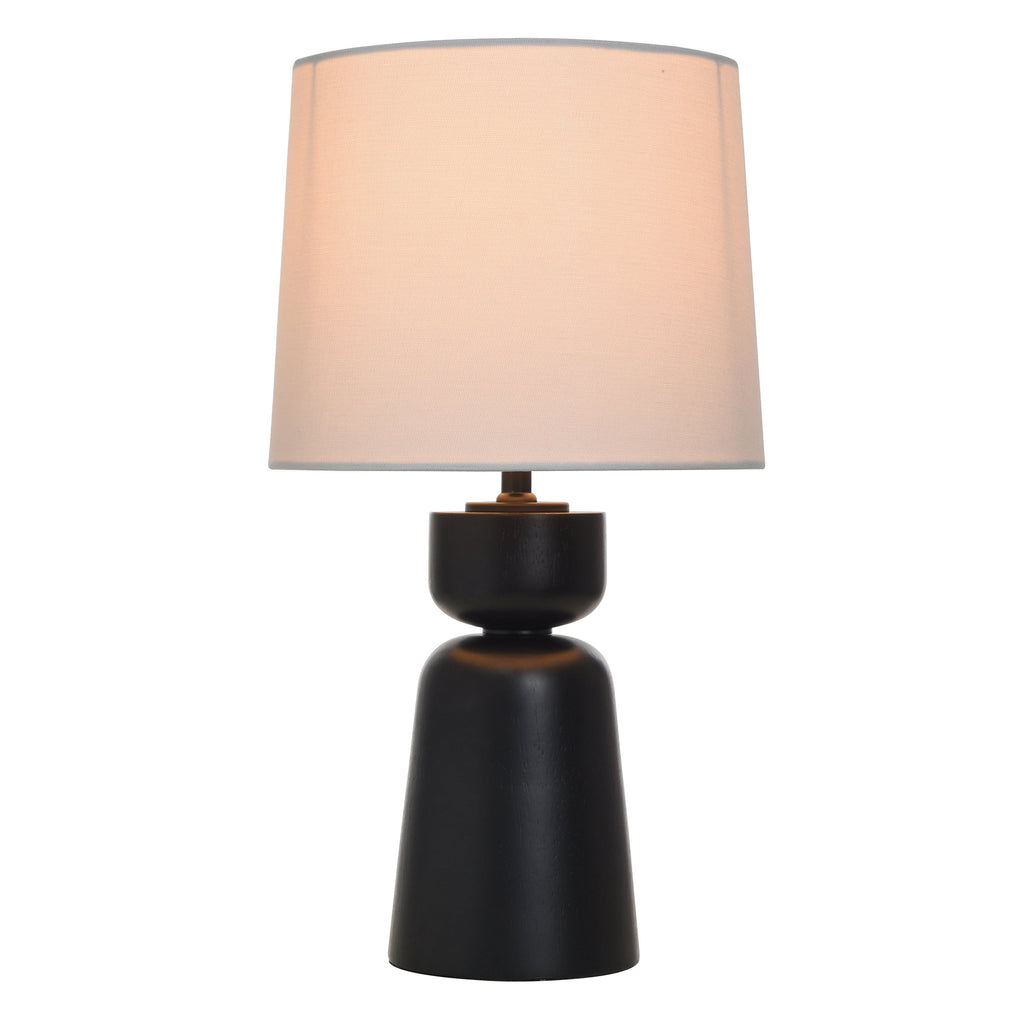 AVERO™ Wood Totem Table Lamp with White Linen Shade, 10"L x 10"W x 18"H - AVERO™