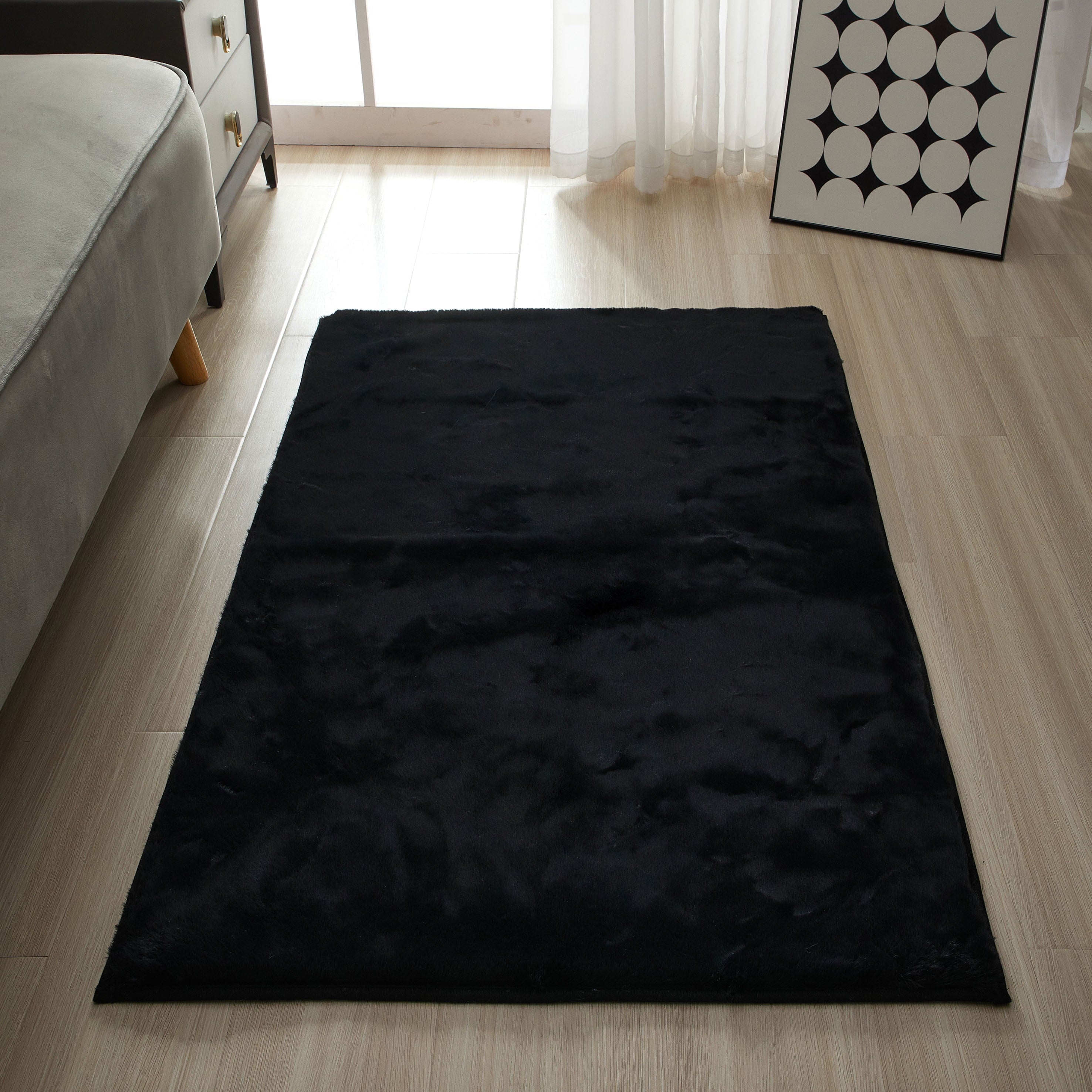 AVERO™ Solid Soft Rabbit Faux Fur Area Rug Ivory,30x46" - AVERO™
