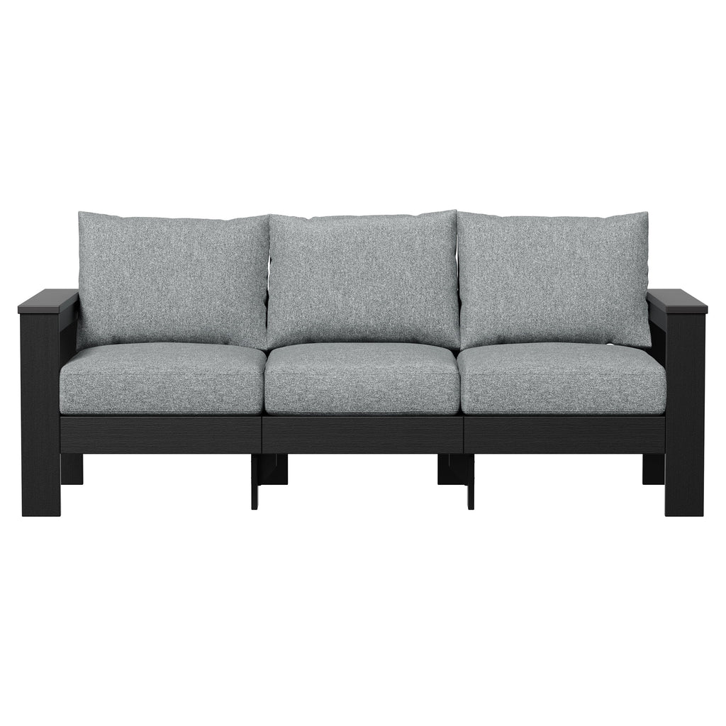 AVERO™ Ezra Outdoor Sofa, Black Frame with Gray Cushions - AVERO™